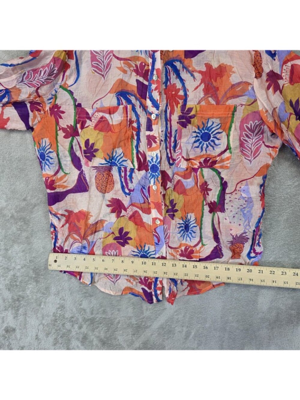 Milk & Honey Button Up Shirt Womens XL Multicolor Tropical Long Sleeve Tunic - Picture 10 of 10
